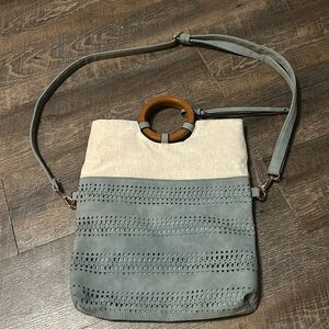 Gramercy & Grand Peta-Approved‎ Vegan Purse Faux Suede & Beige Canvas